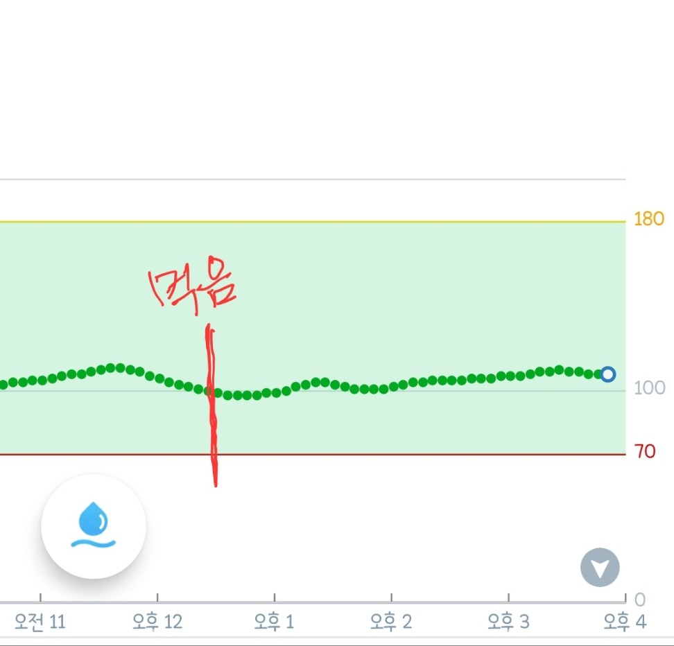 아몬드 케이크 섭취 후 혈당 추이 그래프